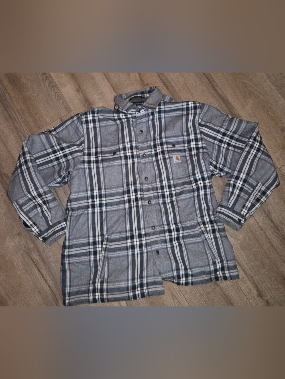 Carhartt Men's Gray Plaid Work Shirt Jacket
